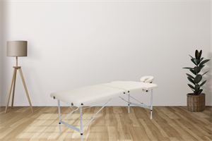 İthal Lüx Metal Katlanabilir Çanta Tipi Masaj Masası Krem