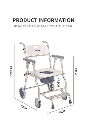 Witra W554 Banyo Ve Tuvalet Özellikli Lazımlıklı Alüminyum Tuvalet Ve Banyo Sandalyesi İthal