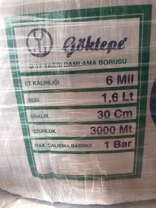 Göktepe Yassı Damlama Boru 6mmx30cmx3000m