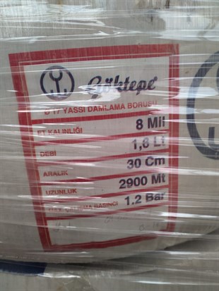 Göktepe Yassı Damlama Boru 8mmx30cmx2900m