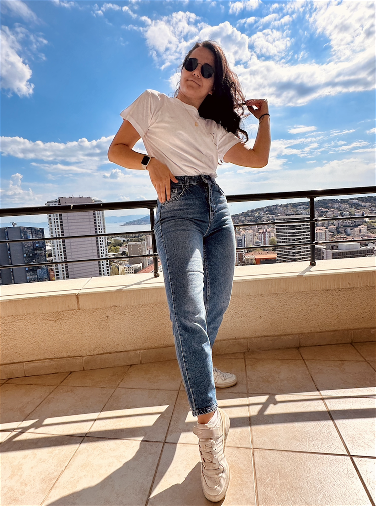 Kot Pantolon Mom Jeans Mavi