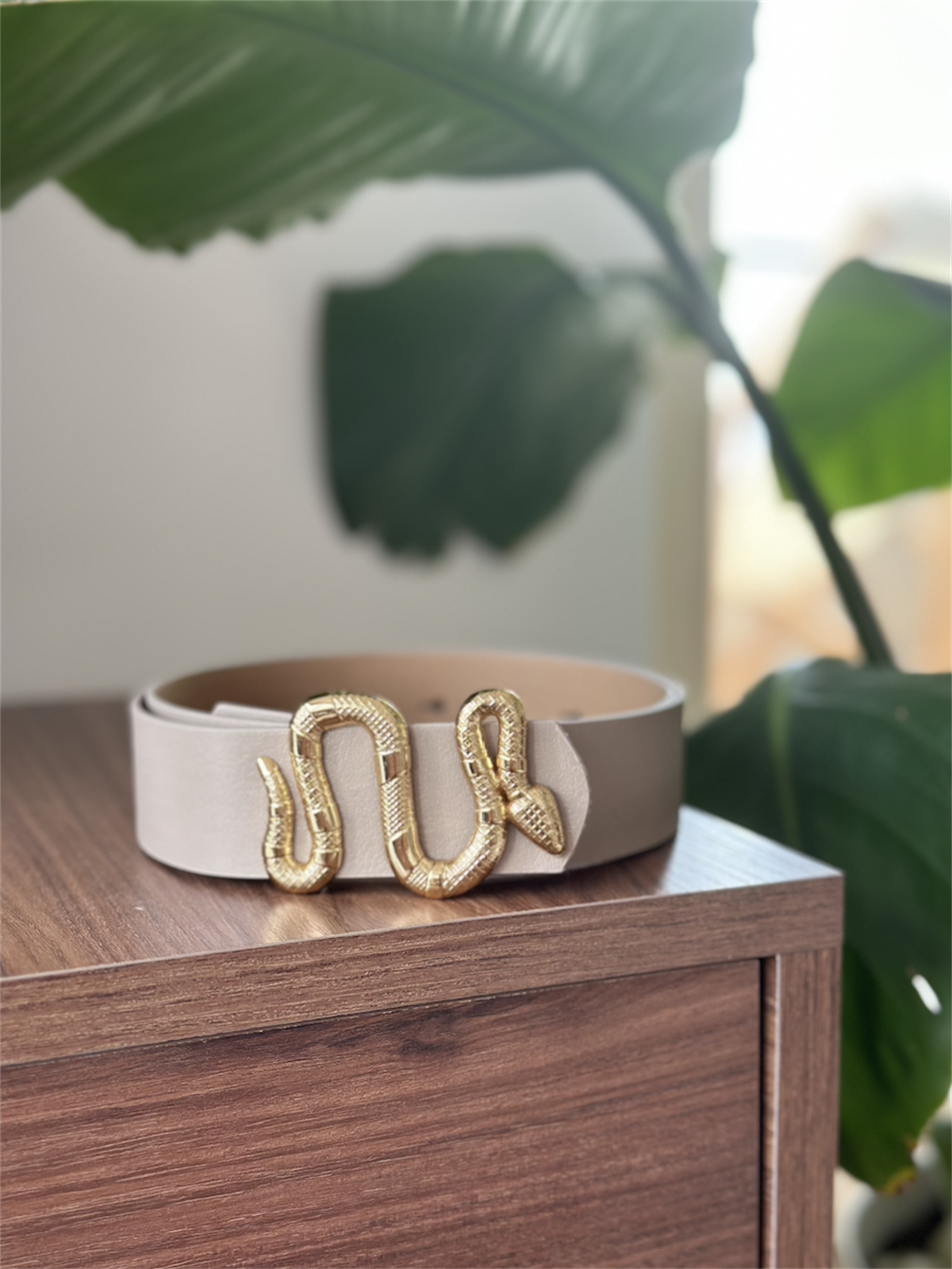 Yılan Krem Gold Kemer Dikişsiz