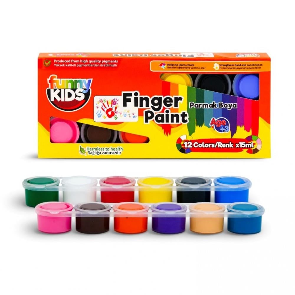 FUNNY KİDS PARMAK BOYASI 12 RENK*15 ml.