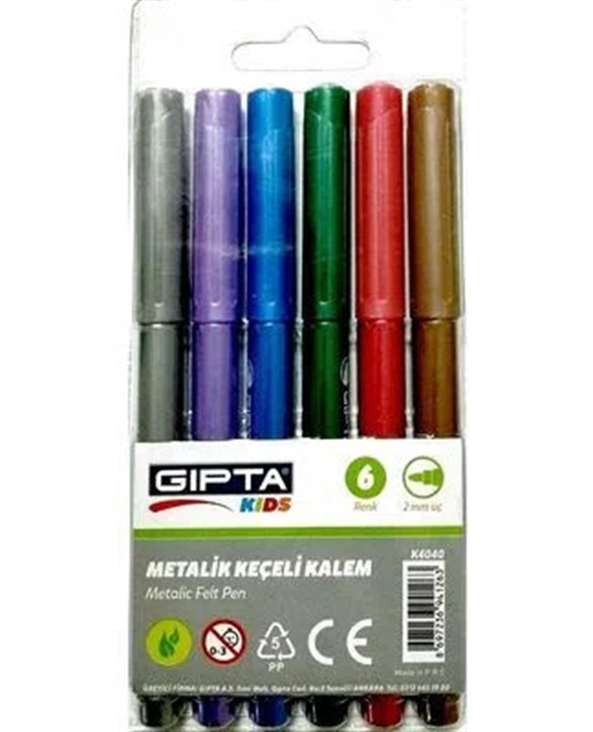 GIPTA METALİK KEÇELİ KALEM 6 RENK