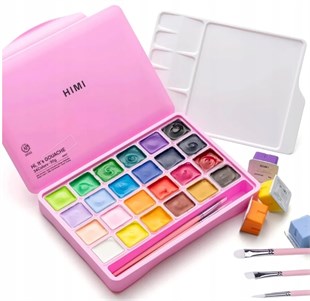 HIMI GOUACHE PAINT BASIC COLORS PINK CASE 24 COLORS 30 GR.
