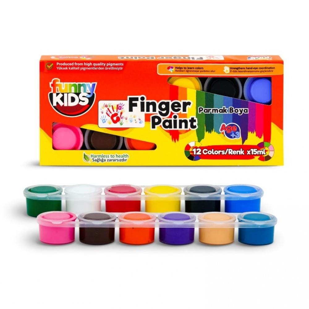 FUNNY KİDS PARMAK BOYASI 12 RENK*15 ml.