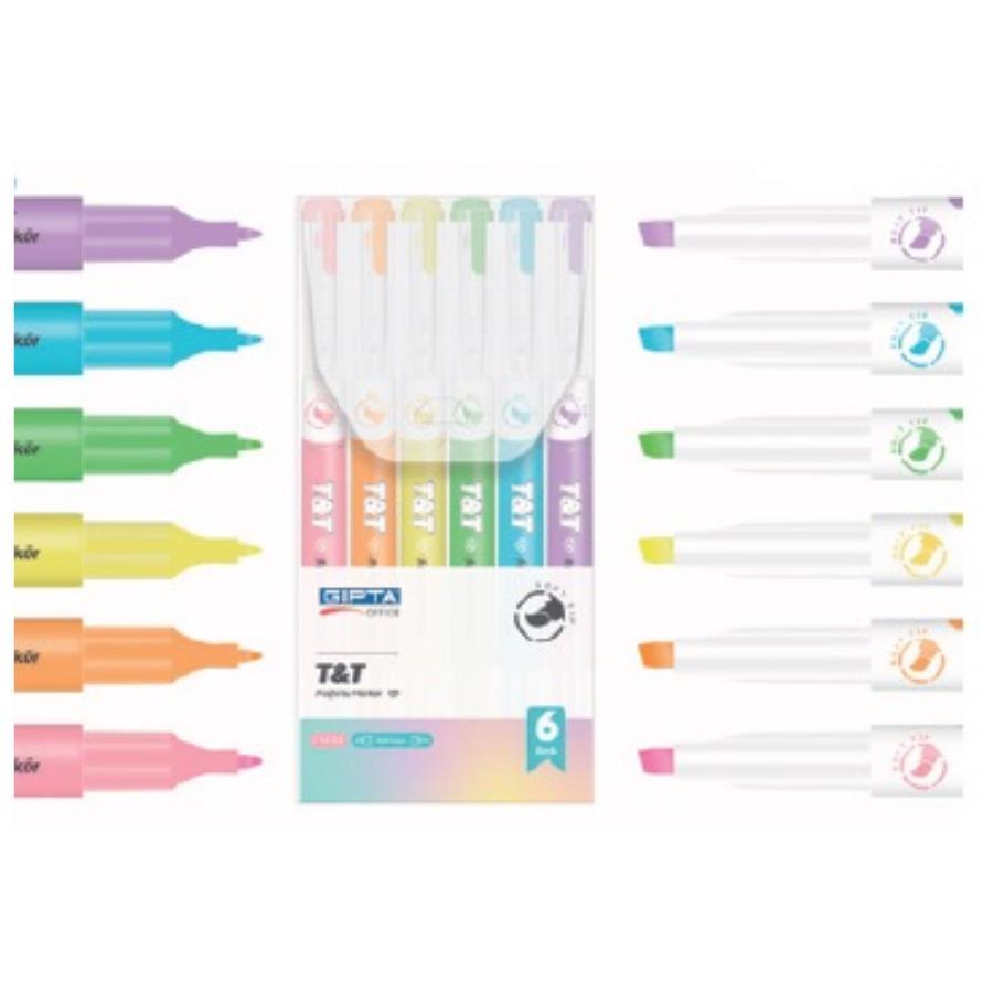 GIPTA TT FOSFORLU PASTEL MARKER 6 RENK