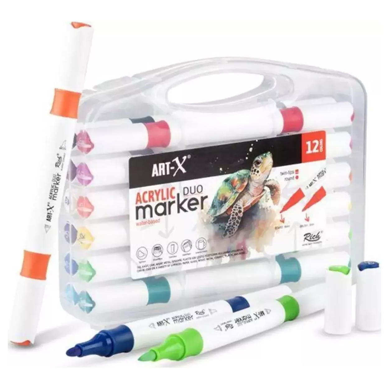 RİCH ART-X ACRYLİC DUO MARKER SET 12 RENK