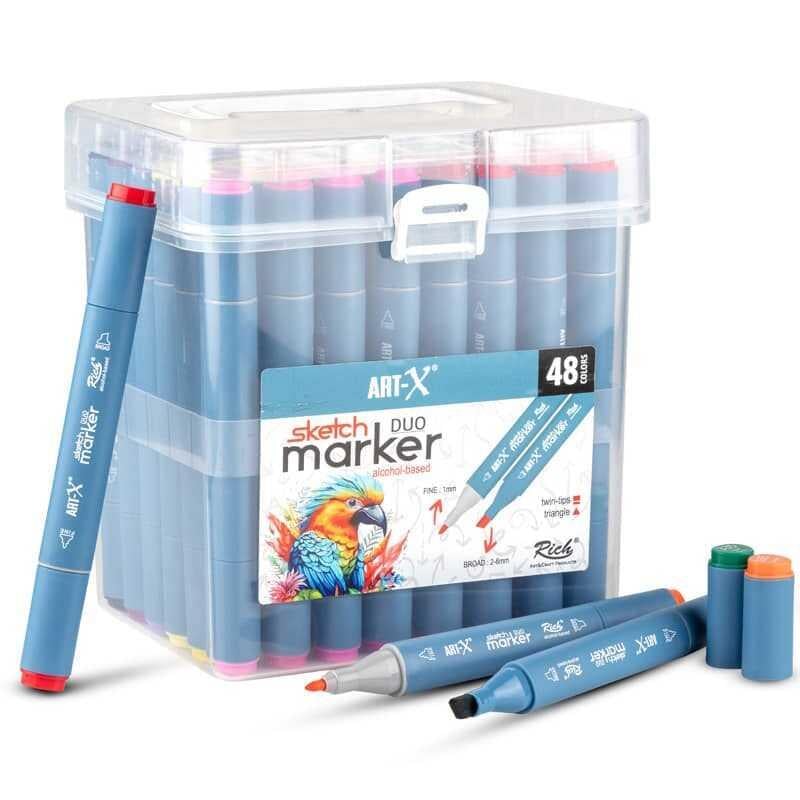 Rich Art-X Sketch Marker Duo Çift Uçlu Marker Kalem 48 Renk Set