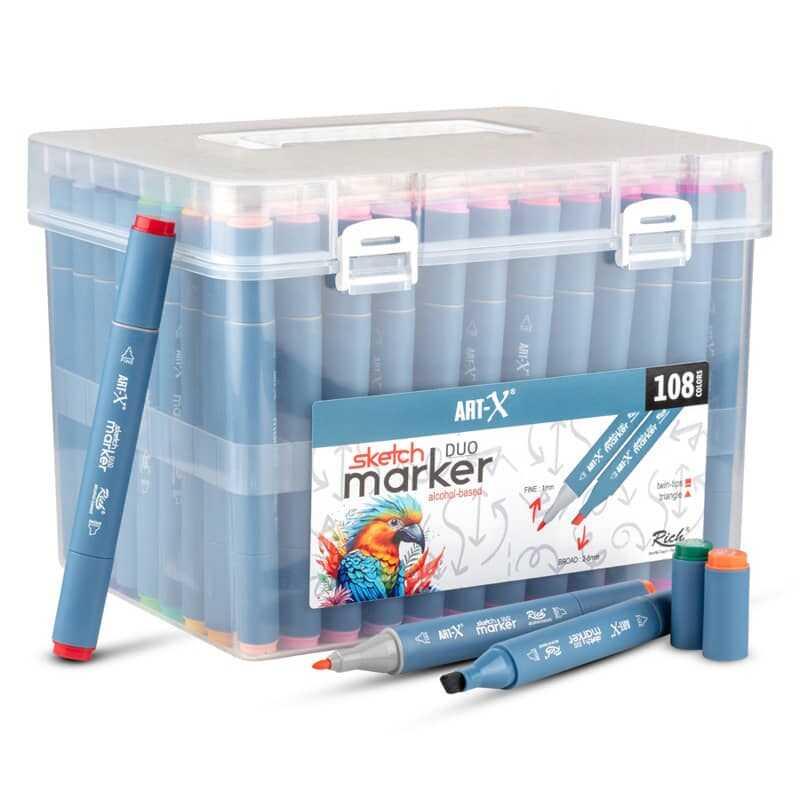 Rich Art-X Sketch Marker Duo Çift Uçlu Marker Kalem 108 Renk Set