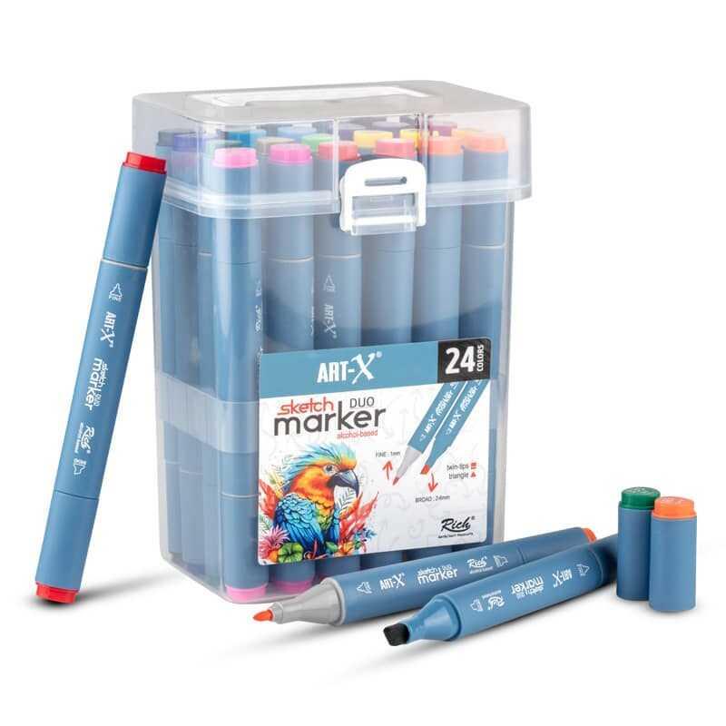 Rich Art-X Sketch Marker Duo Çift Uçlu Marker Kalem 24 Renk Set