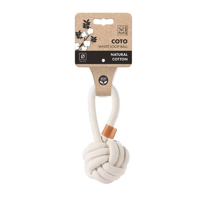 10646801 M-PETS COTO WHITE LOOP BALL 8CM ÇEKMELİ ÖRGÜ TOP OYUNCAK
