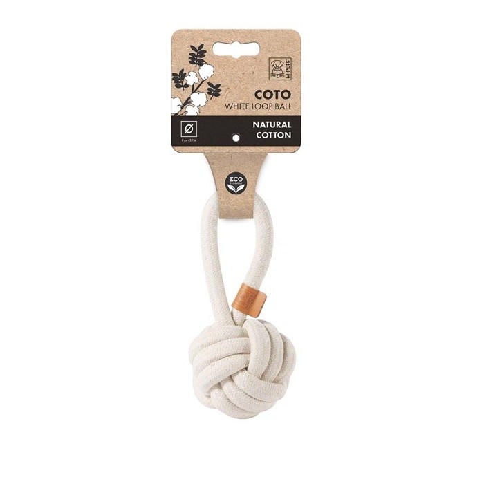 10646801 M-PETS COTO WHITE LOOP BALL 8CM ÇEKMELİ ÖRGÜ TOP OYUNCAK