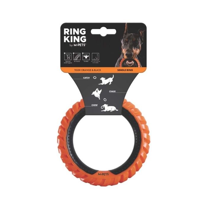 10660599 M-PETS RING KING KÖPEK OYUNCAĞI SINGLE ORANGE/BLACK