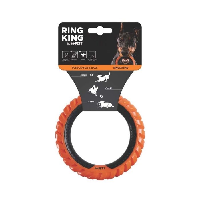 10660599 M-PETS RING KING KÖPEK OYUNCAĞI SINGLE ORANGE/BLACK
