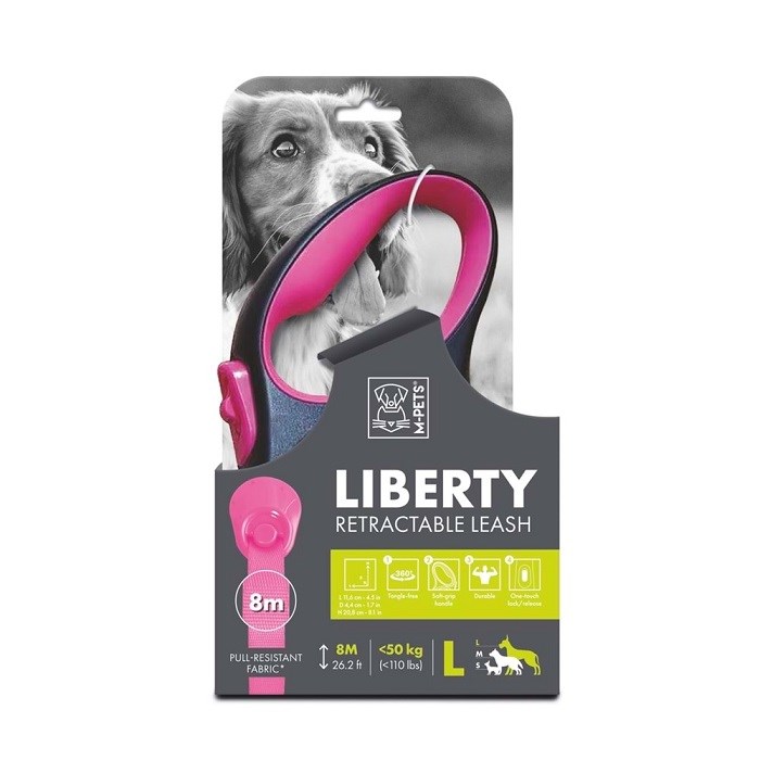 10842699 M-PETS LIBERTY OTOMATİK GEZDİRME ŞERİT 5MT/PINK (M)