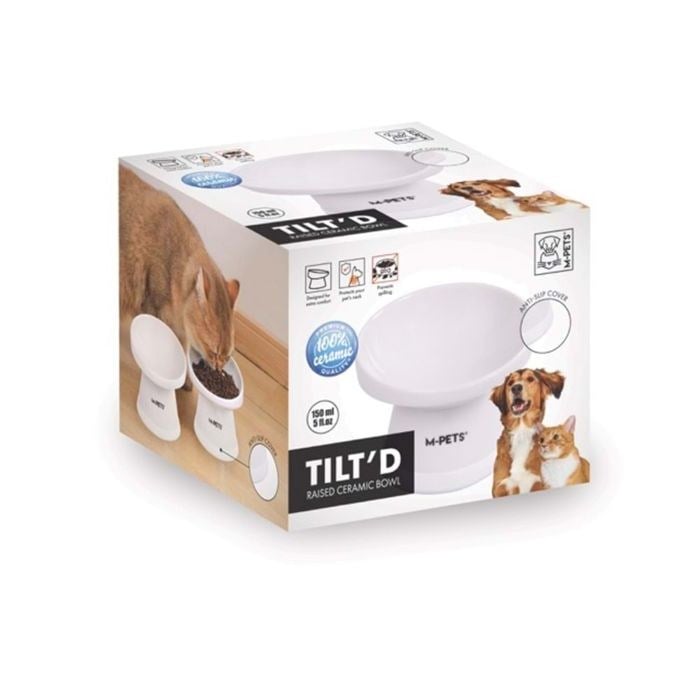 20501901 M-PETS TILTD SERAMİK MAMA KABI 150ML WHİTE