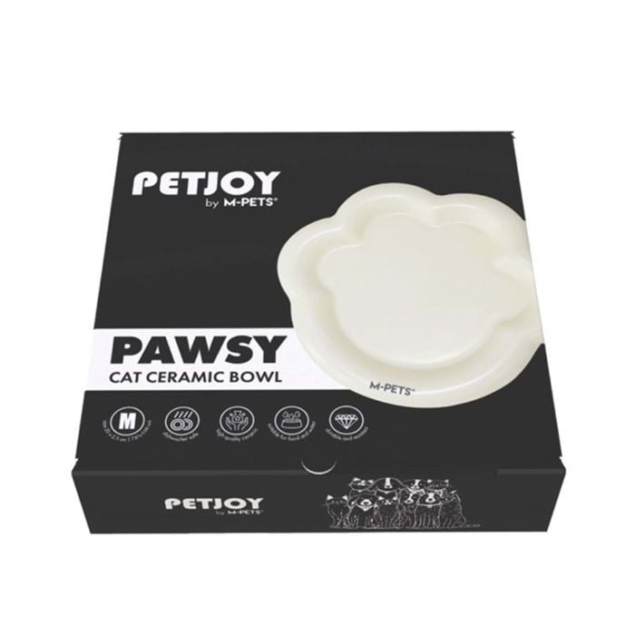 20502299 M-PETS PETJOY PAWSY SERAMİK MAMA KABI WHİTE (M) 175ML