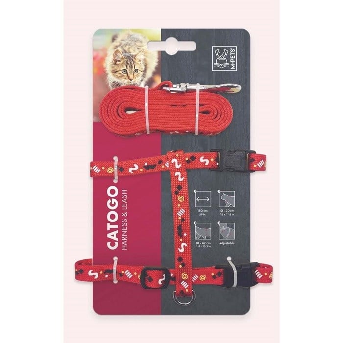 20801299 M-PETS CATOGO KEDİ GÖĞÜS TASMASI+GEZDİRME RED