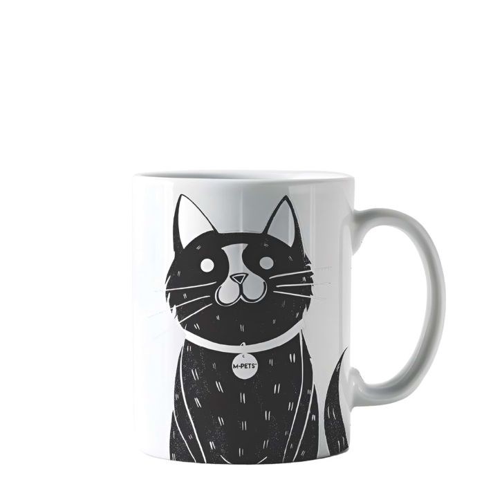 60004099 M-PETS PETJOY MOONPİE KUPA 350ML BLACK&WHİTE