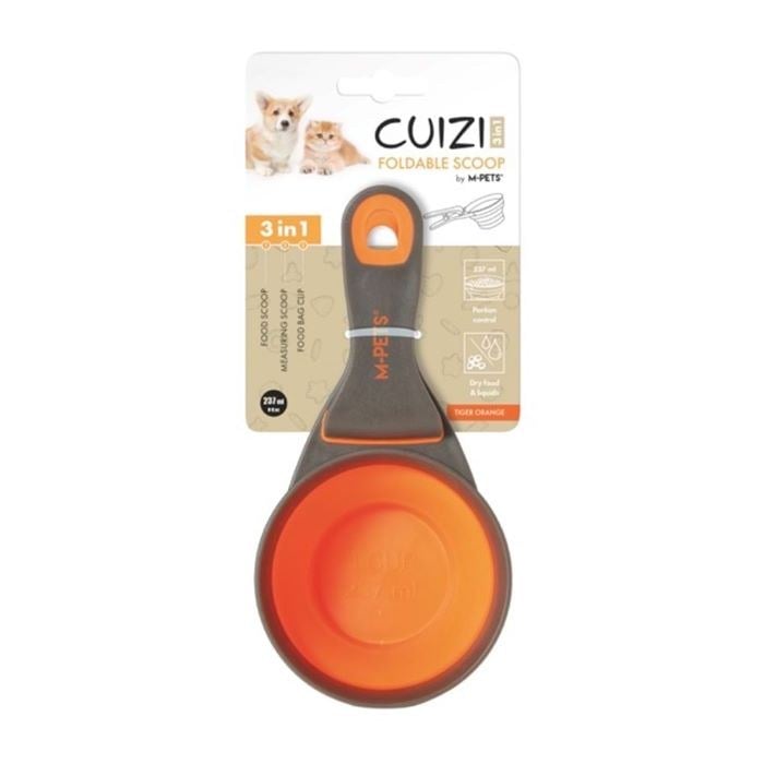 60502299 M-PETS CUIZI 3in1 FONKSİYONEL MAMA ÖLÇÜ KABI 237ML ORANGE