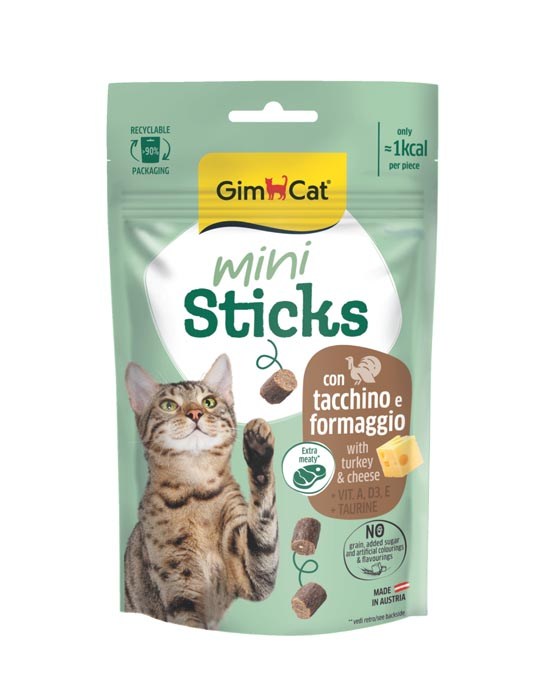 Gimcat Mini Stick Kedi Ödül Çubuk Hindi-Peynir 50gr