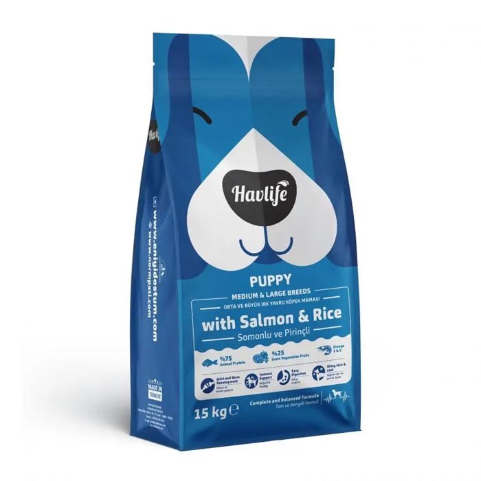 Havlife Köpek Yavru 15Kg Orta ve Büyük Irk Somonlu