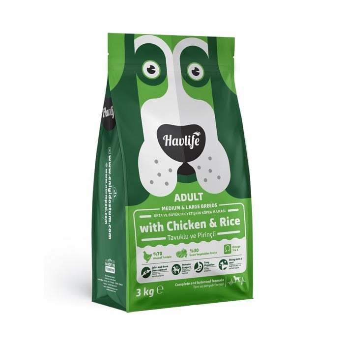 Havlife Köpek Yetişkin 3kg Orta ve Büyük Irk Tavuklu