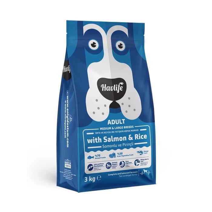 Havlife Köpek Yetişkin 3kg Orta ve Büyük Irk Somonlu