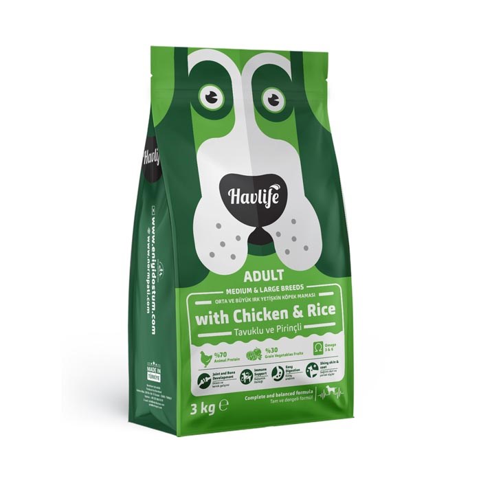 Havlife Köpek Yetişkin 3kg Orta ve Büyük Irk Tavuklu