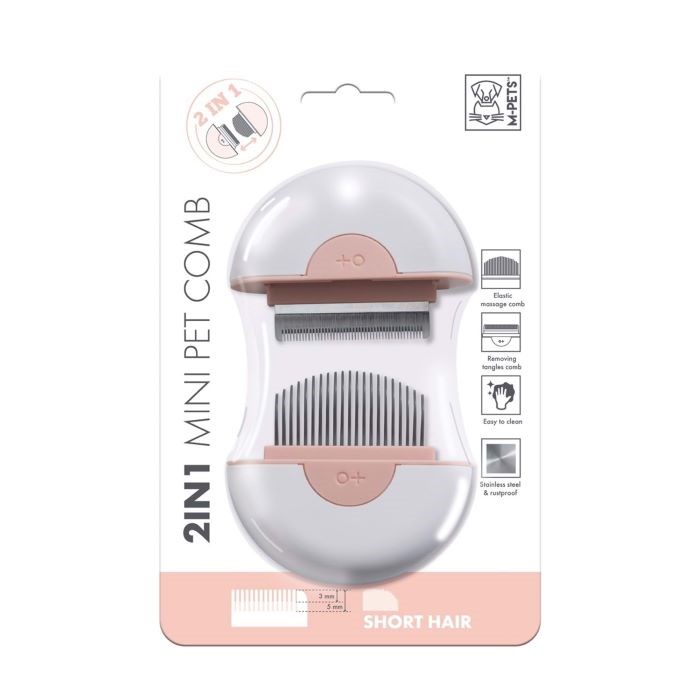 M-Pets 2si1 Furminatör+Masaj Tarağı Short Hair Pink