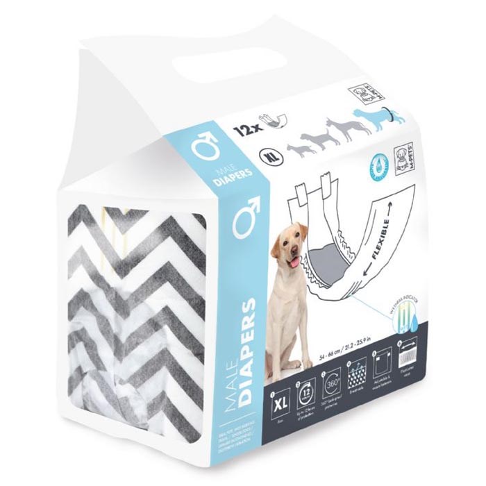 M-Pets Diapers Erkek Köpek Külot (XL) 12 li
