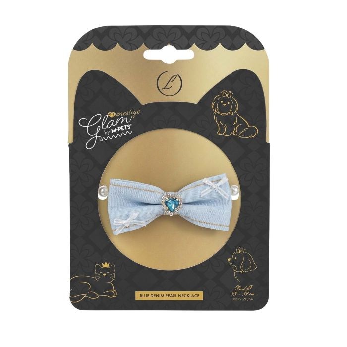 M-Pets Glam Prestige Aksesuar Blue Denim Pearl - L
