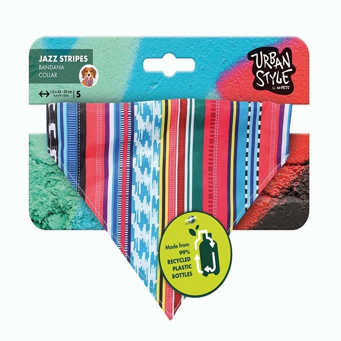 M-Pets Urban Style Jazz Stripes Bandana Collar (S)