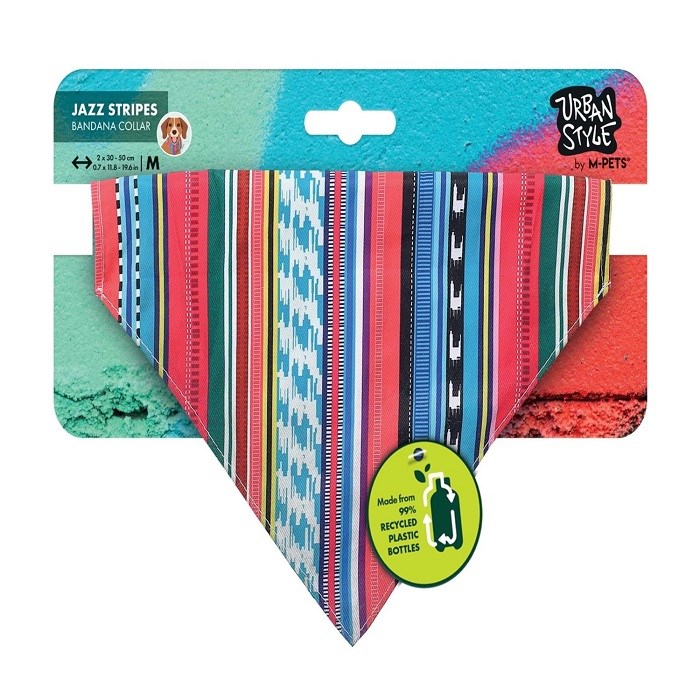 M-Pets Urban Style Jazz Stripes Bandana Collar (M)