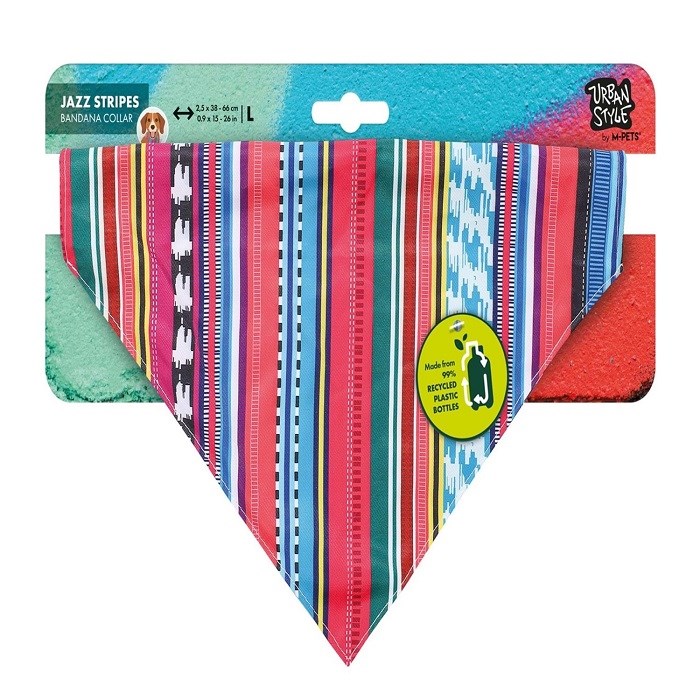 M-Pets Urban Style Jazz Stripes Bandana Collar (L)