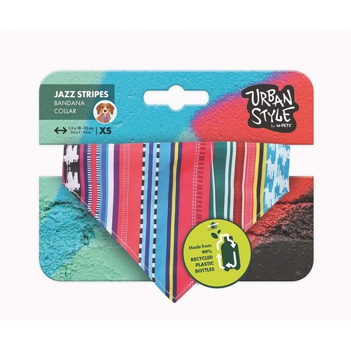 M-Pets Urban Style Jazz Stripes Bandana Collar (XS)