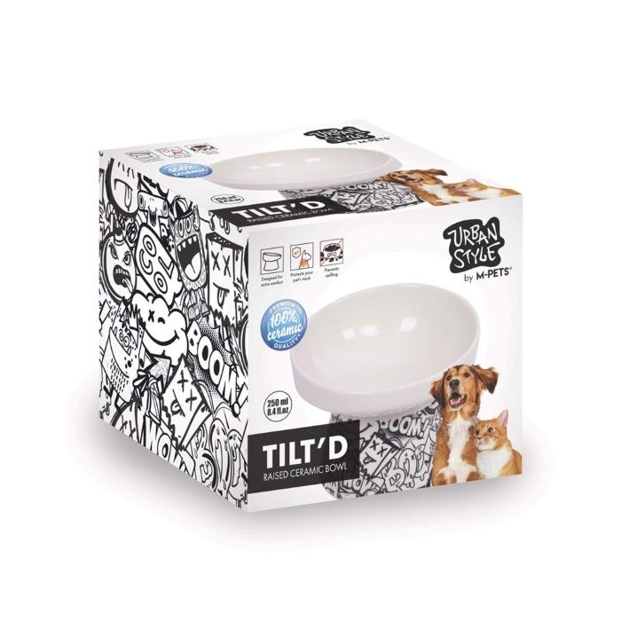 M-Pets Urban Style Tıltd Seramik Mama Kabı 250 Ml Black/White