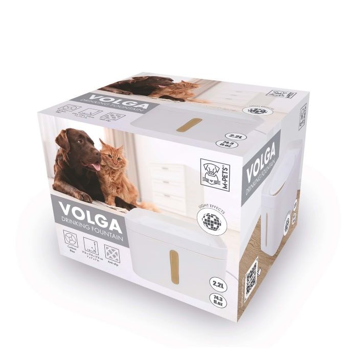 M-Pets Volga Kedi/Köpek için Işıklı Su Pınarı 2200ml
