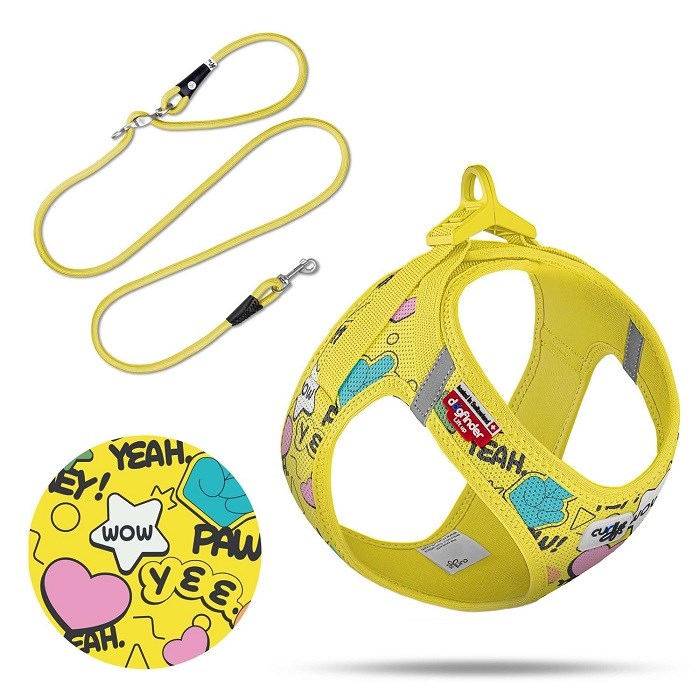 PN3537-SET VEST HARNESS AIR-MESH LE25 COMIC+LEASH YELLOW M