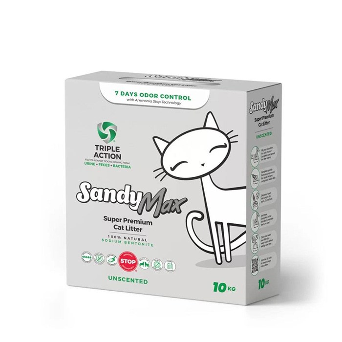 Sandy Max Aktif Karbonlu Topaklanan Tozsuz Kedi Kumu 10Kg