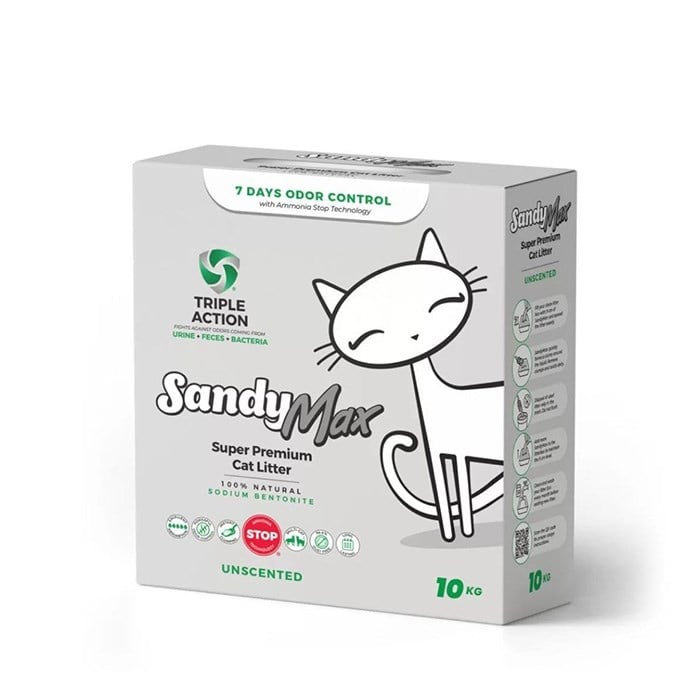 Sandy Max Aktif Karbonlu Topaklanan Tozsuz Kedi Kumu 10Kg