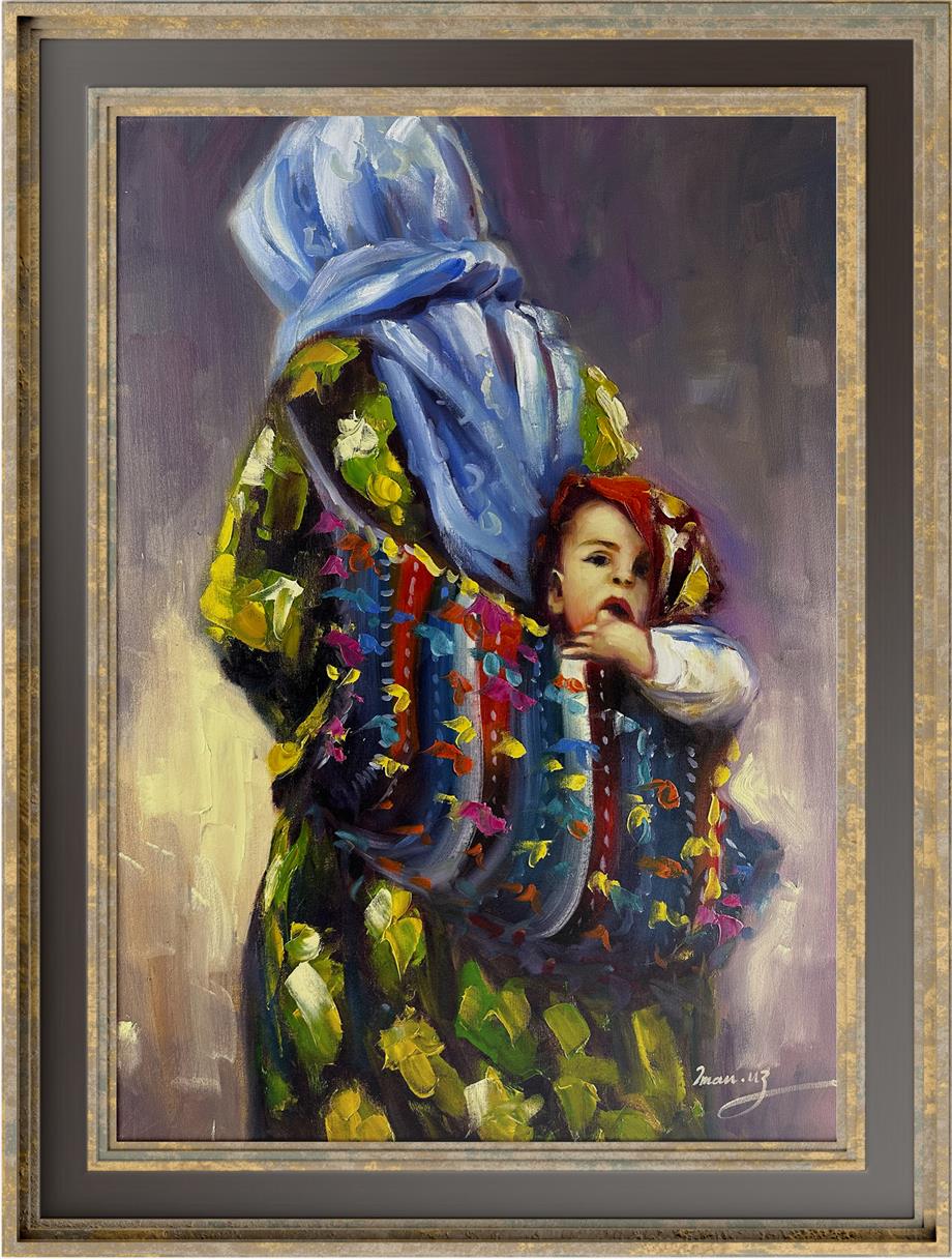 Anadolu temalı tablolarHeybesinde Çocuk Yağlı Boya Tablo 15251252