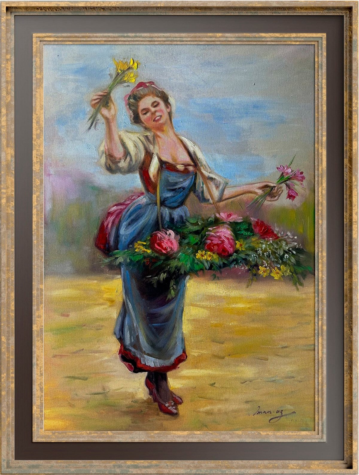 Figüratif TablolarÇiçekçi Kadın Yağlı Boya Tablo
