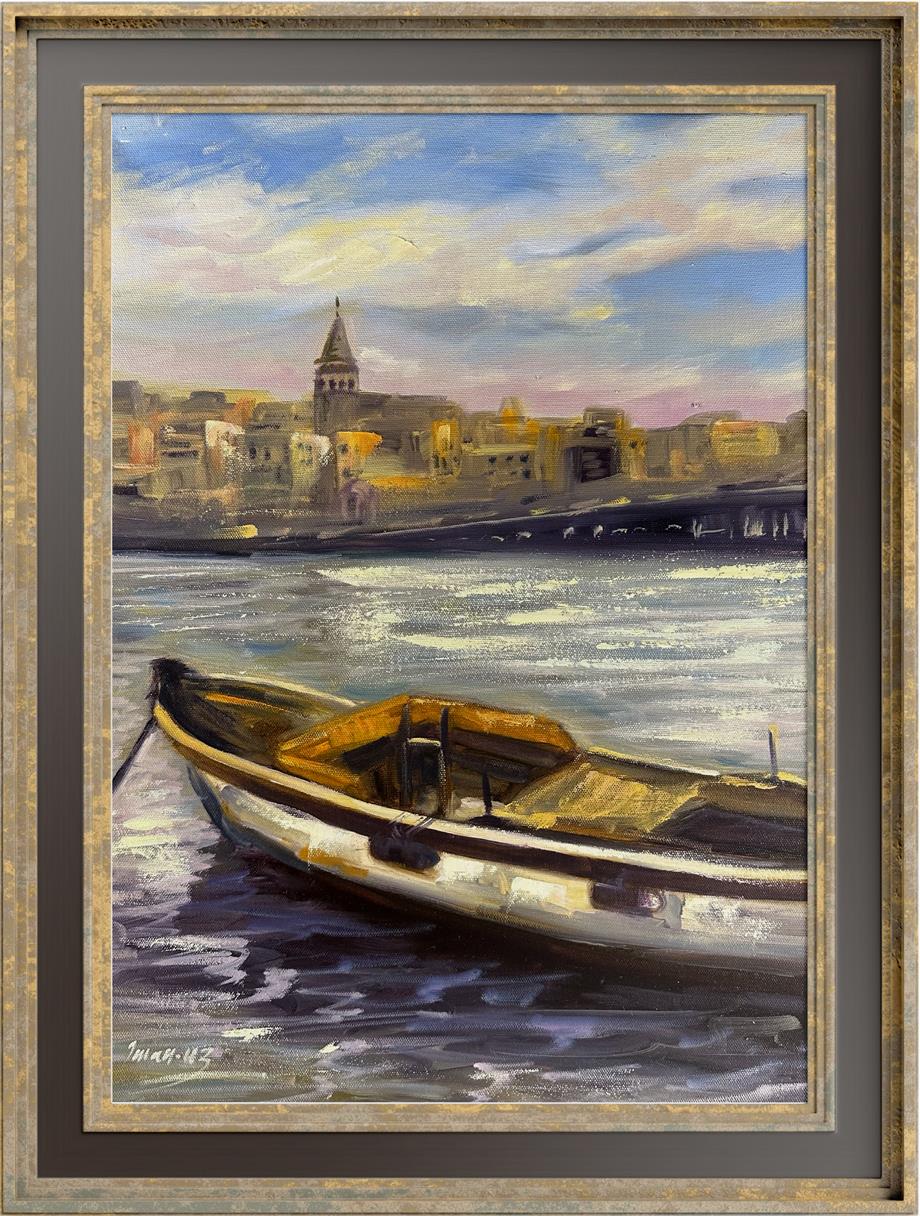 İstanbul temalı tablolarHaliç'te Kayık Yağlı Boya Tablo
