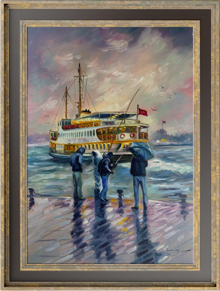 İstanbul temalı tablolarKaraköy Rıhtımı Yağlı Boya Tablo