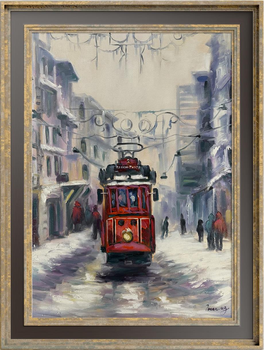 İstanbul temalı tablolarTaksim'de Tramvay Yağlı Boya Tablo