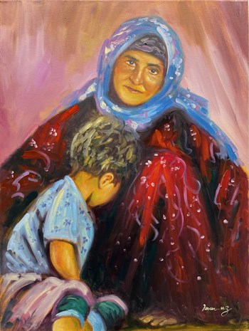 Anadolu Kadını ve Çocuk Yağlı Boya Tablo