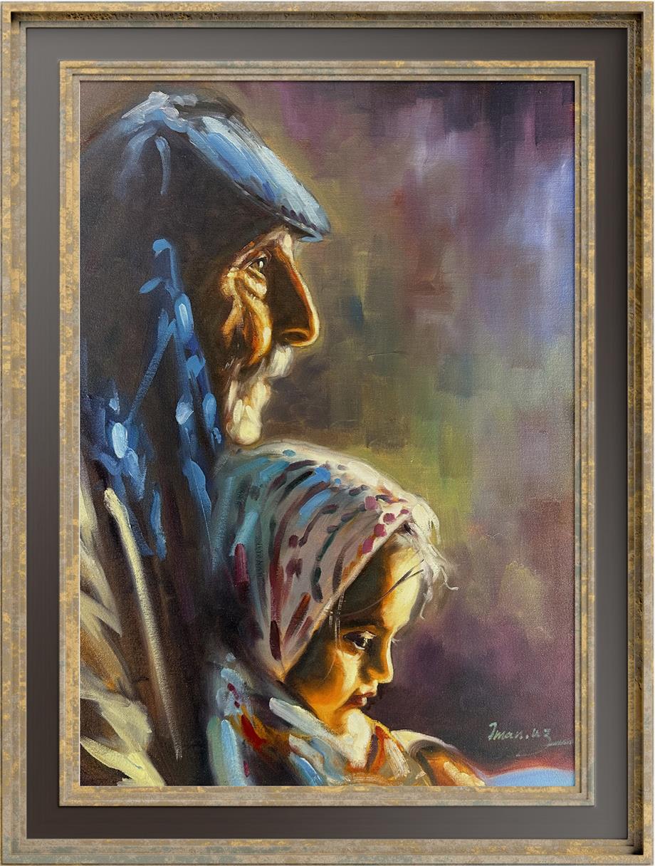 Anadolu temalı tablolarDede ve torunu Yağlı Boya Tablo