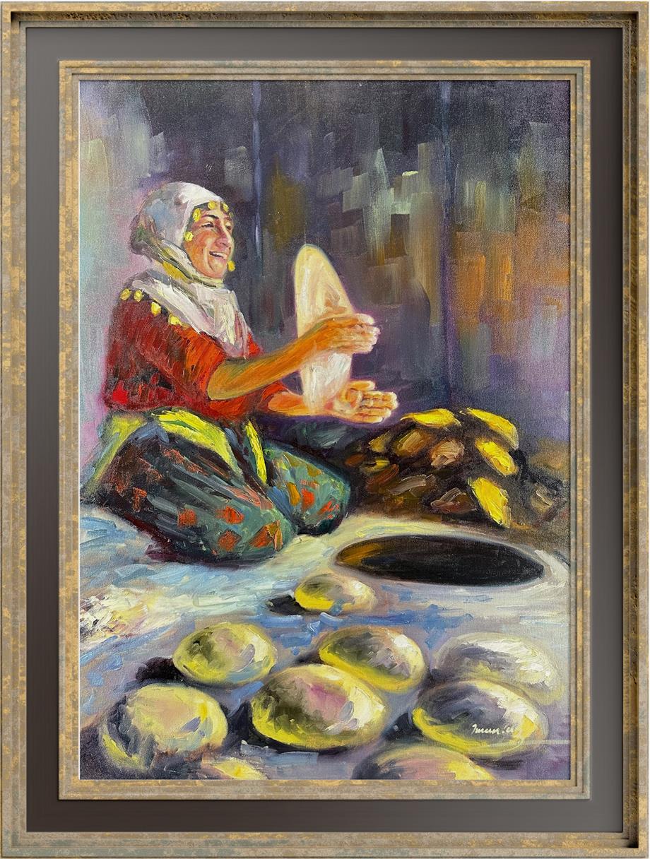 Ekmek Yapan Kadın Yağlı Boya Tablo 15952736